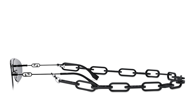 Shop FENDI O'Lock Pilot Sunglasses with Removable Chain in Black online.