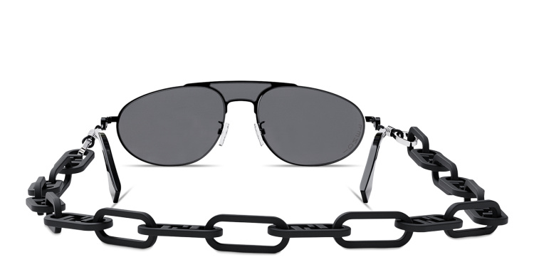 Shop FENDI O'Lock Pilot Sunglasses with Removable Chain in Black online.
