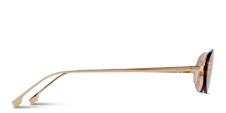Shop FENDI First Crystal Rimless Oval Sunglasses in Gold online.