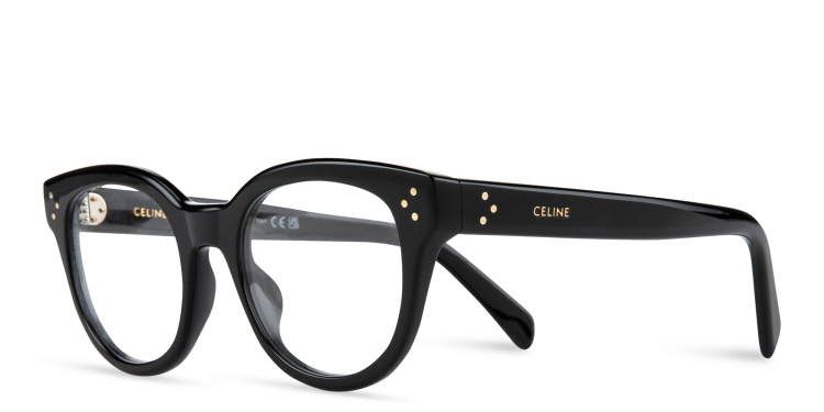 Shop CELINE CELINE 3 Dots Round Eyeglasses in Black online.