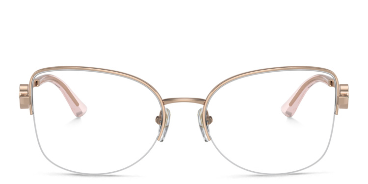 Shop BVLGARI Half-Rim Cat-Eye Eyeglasses in Gold online.