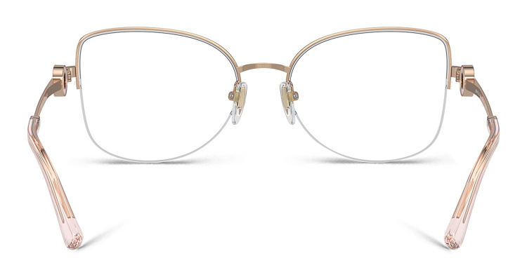 Shop BVLGARI Half-Rim Cat-Eye Eyeglasses in Gold online.