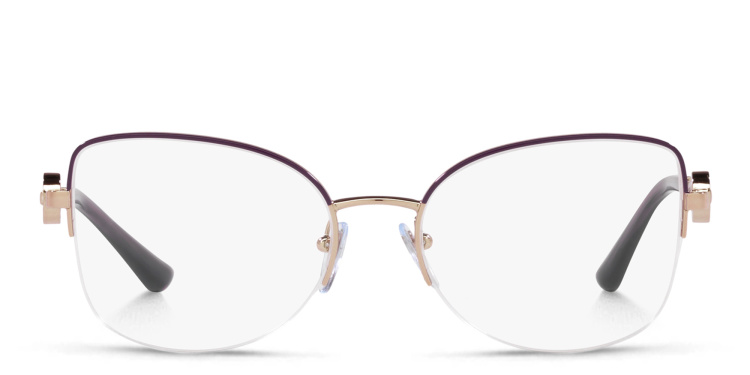 Shop BVLGARI Half-Rim Cat-Eye Eyeglasses in Gold online.