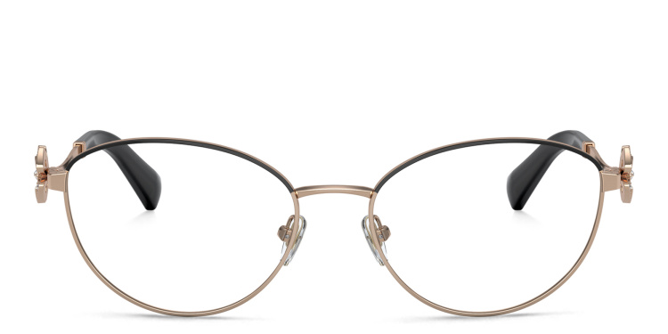 Shop BVLGARI Round Eyeglasses in Black online.