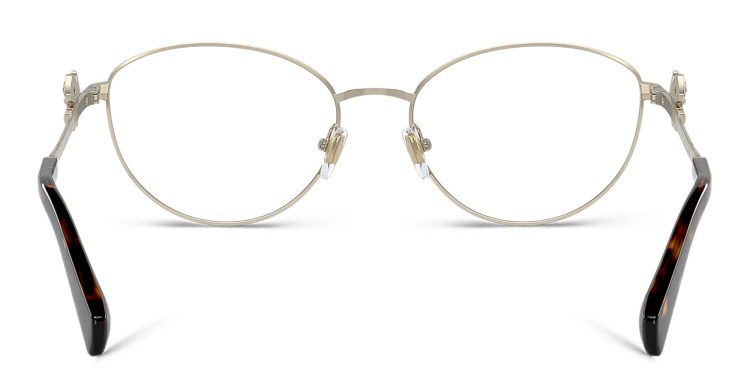 Shop BVLGARI Round Eyeglasses in Gold online.