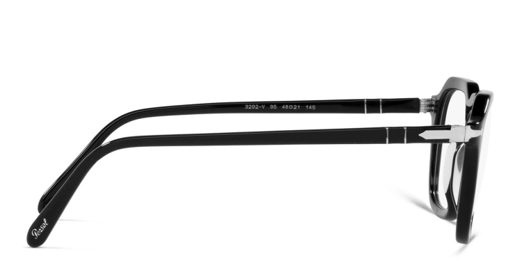 Shop PERSOL Unisex Square Eyeglasses in Black online.