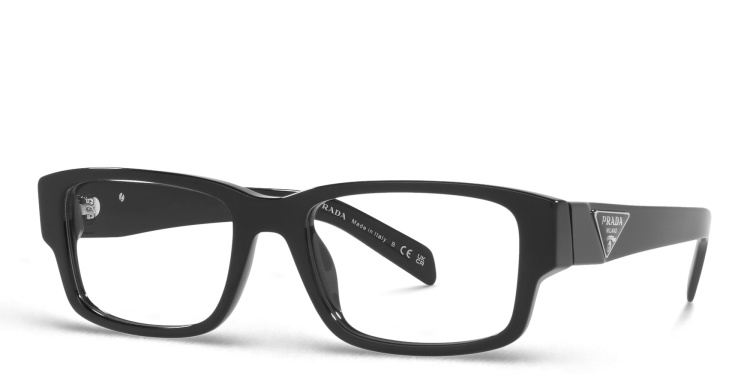 Shop PRADA Wide Rectangle Eyeglasses in Black online.