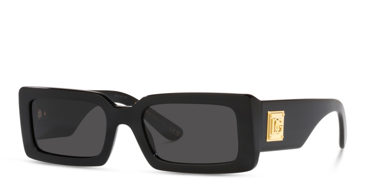 Shop Dolce & Gabbana Rectangle Sunglasses in Black online.