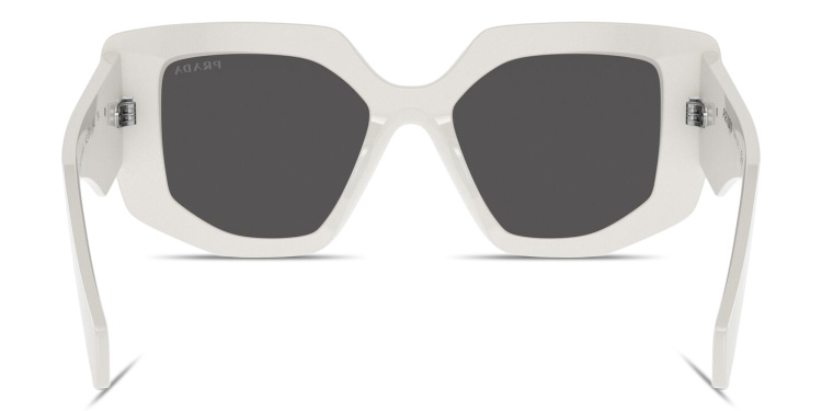 Shop PRADA Triangle Logo Irregular Sunglasses in White online.