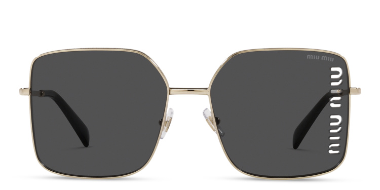 Shop MIU MIU Oversized Square Sunglasses in Gold online.