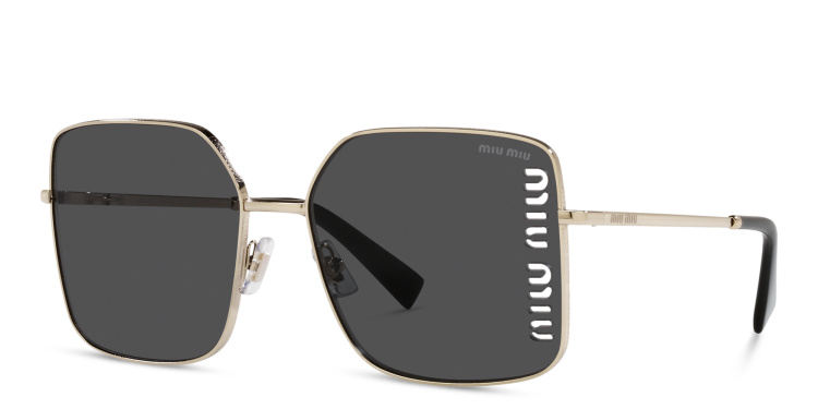 Shop MIU MIU Oversized Square Sunglasses in Gold online.