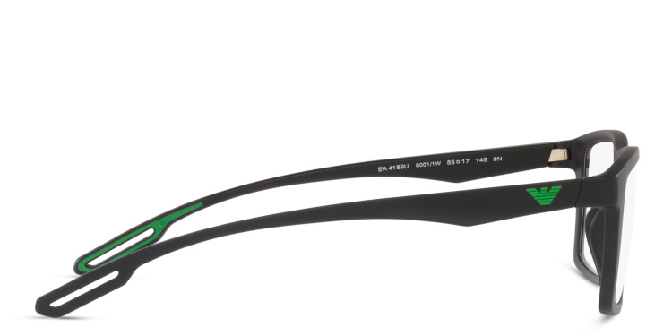 Shop Emporio Armani Wide Rectangle Eyeglasses in Black online.