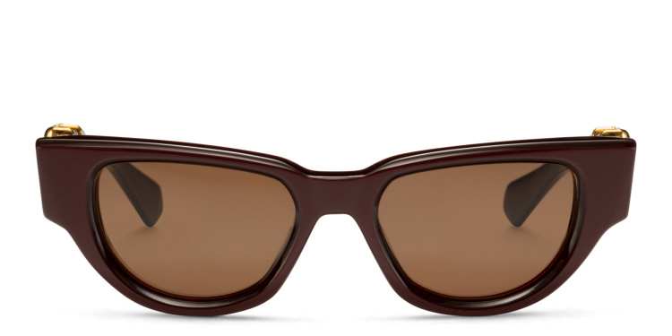 Shop VALENTINO V-Due Cat-Eye Sunglasses in Burgundy online.