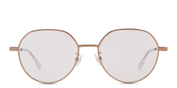 Shop BOTTEGA VENETA Unisex Round Eyeglasses in Gold online.