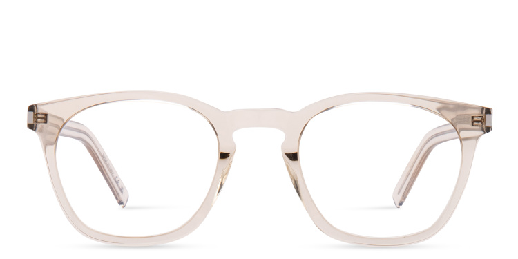 Shop SAINT LAURENT Unisex Round Eyeglasses in Beige online.