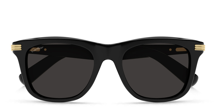Shop Cartier Première de Cartier Rectangle Sunglasses in Black online.