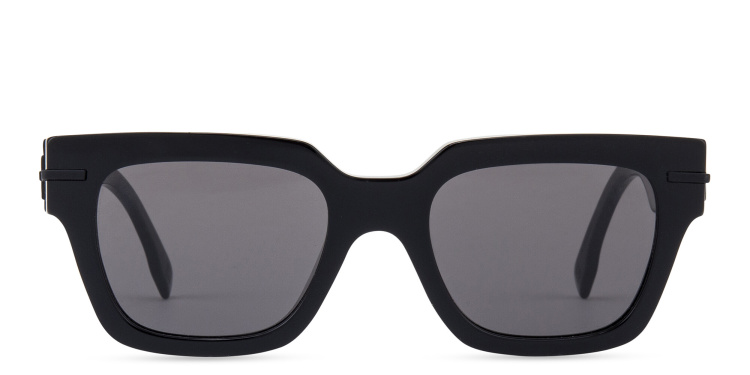 Shop FENDI Fendigraphy Rectangle Sunglasses in Black online.