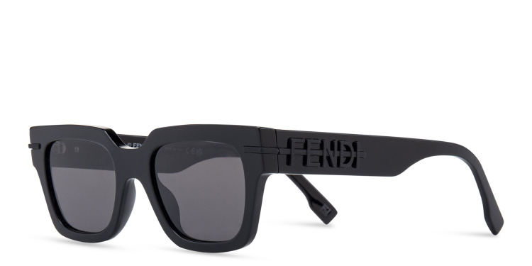 Shop FENDI Fendigraphy Rectangle Sunglasses in Black online.