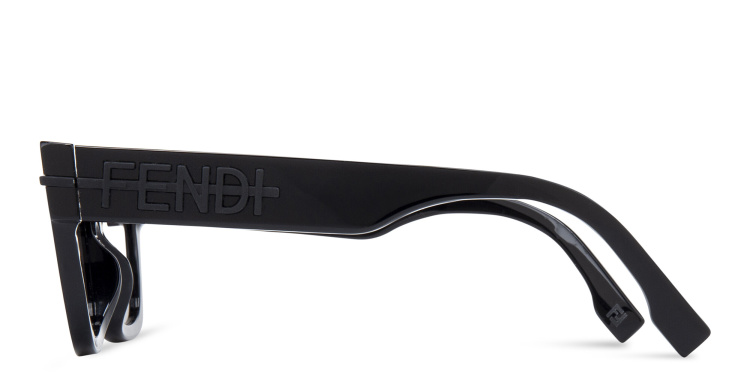 Shop FENDI Fendigraphy Rectangle Sunglasses in Black online.