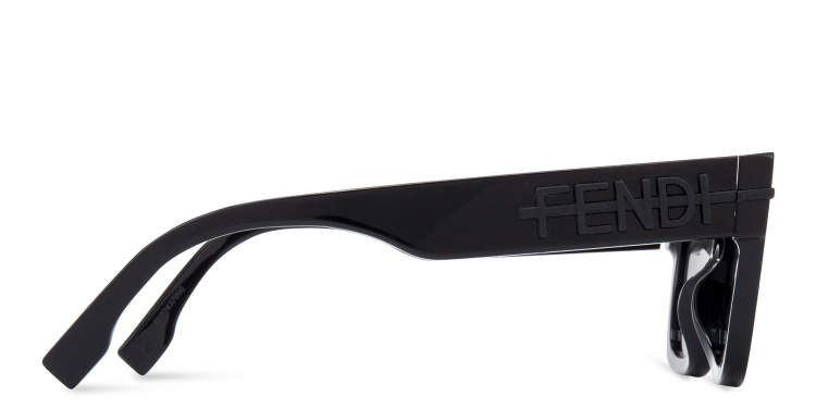 Shop FENDI Fendigraphy Rectangle Sunglasses in Black online.