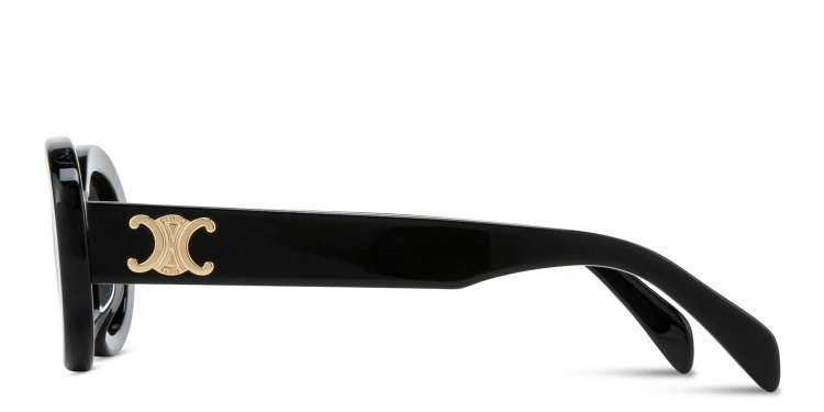 Shop CELINE Triomphe Oval Sunglasses in Black online.
