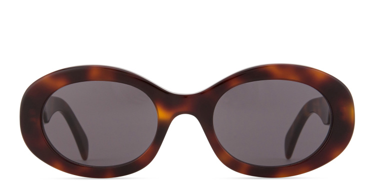 Shop CELINE Triomphe Oval Sunglasses in Havana online.