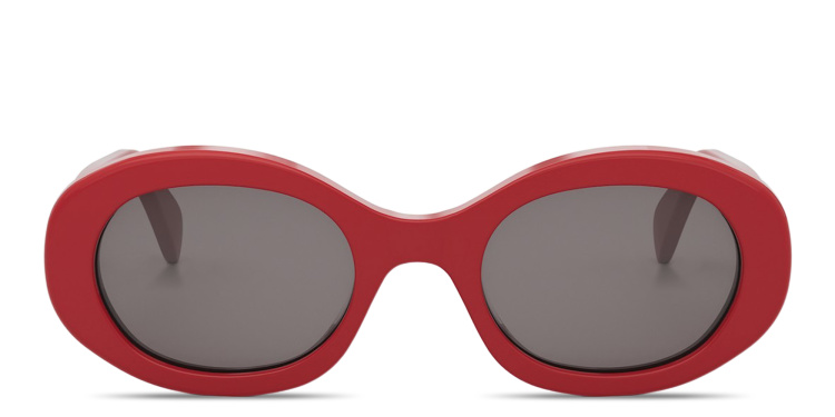 Shop CELINE Triomphe Oval Sunglasses in Red online.