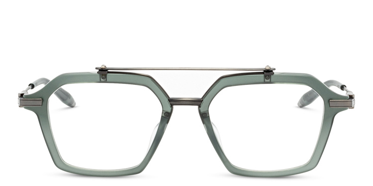 Shop AKONI Unisex Aviator Eyeglasses in Green online.