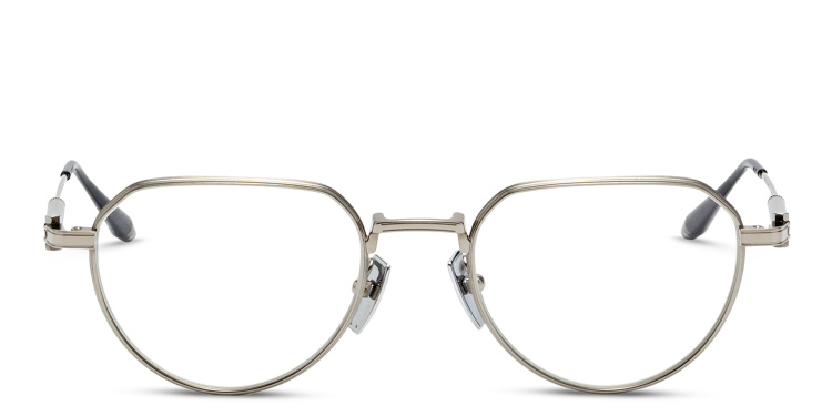 Shop AKONI Unisex Round Eyeglasses in Silver online.