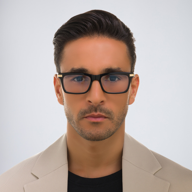 Shop Cartier Première de Cartier Rectangle Eyeglasses in Black online.