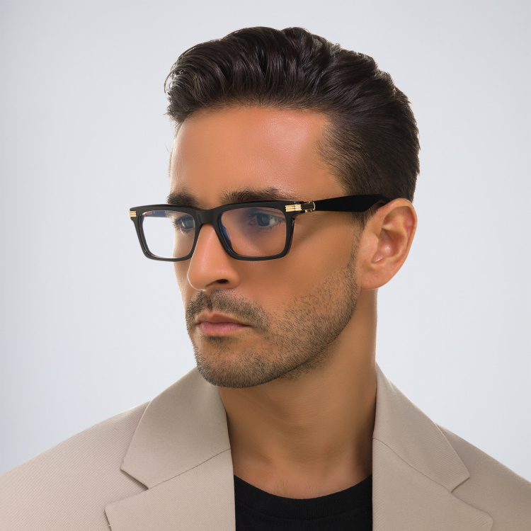 Shop Cartier Première de Cartier Rectangle Eyeglasses in Black online.