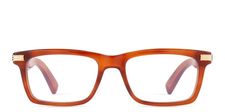Shop Cartier Première de Cartier Rectangle Eyeglasses in Havana online.