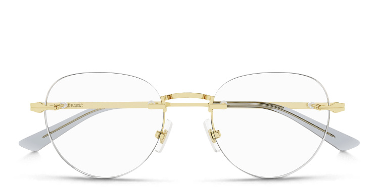 Shop MONTBLANC Rimless Round Eyeglasses in Gold online.