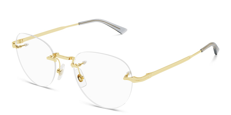 Shop MONTBLANC Rimless Round Eyeglasses in Gold online.