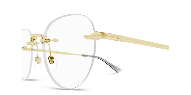 Shop MONTBLANC Rimless Round Eyeglasses in Gold online.