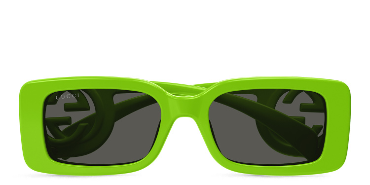تسوق نظارات شمسية شيز لونج بإطار مستطيل غوتشي بلون أخضر أونلاين.