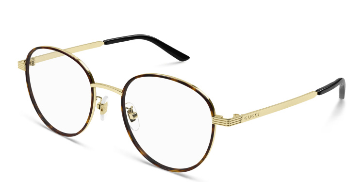 Shop GUCCI Round Eyeglasses in Havana online.
