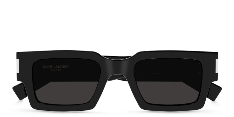تسوق نظارات شمسية مستطيلة للجنسين سان لوران بلون أسود أونلاين.