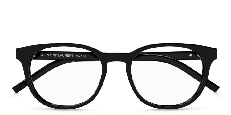 Shop SAINT LAURENT Round Eyeglasses in Black online.
