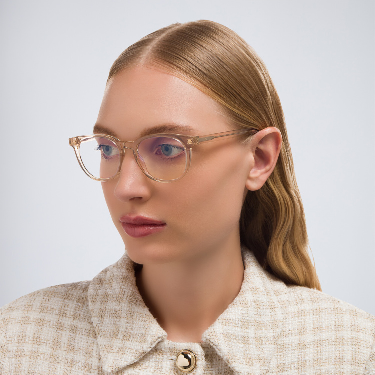 Shop SAINT LAURENT Round Eyeglasses in Nude online.