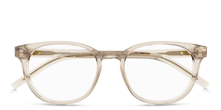 Shop SAINT LAURENT Round Eyeglasses in Nude online.
