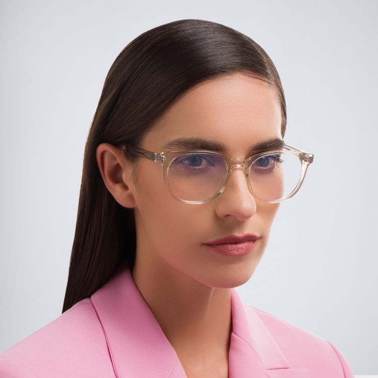 Shop SAINT LAURENT Round Eyeglasses in Beige online.