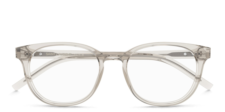 Shop SAINT LAURENT Round Eyeglasses in Beige online.