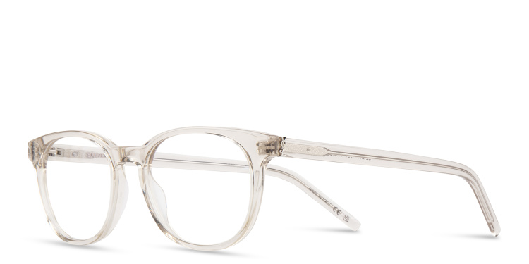 Shop SAINT LAURENT Round Eyeglasses in Beige online.