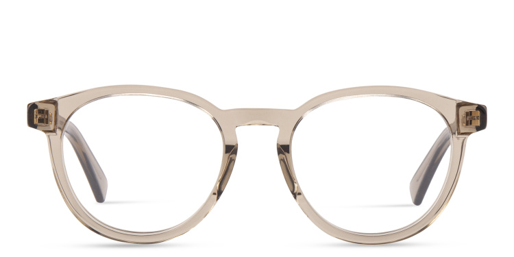 Shop BOTTEGA VENETA Unisex Round Eyeglasses in Brown online.