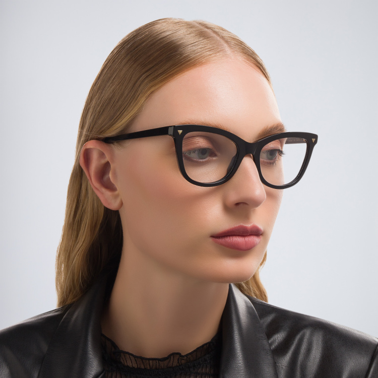 Shop BOTTEGA VENETA Cat-Eye Eyeglasses in Black online.