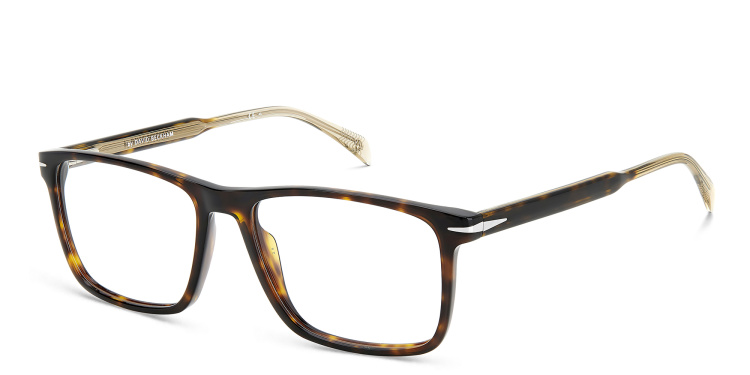 Shop DAVID BECKHAM Rectangle Eyeglasses in Havana online.