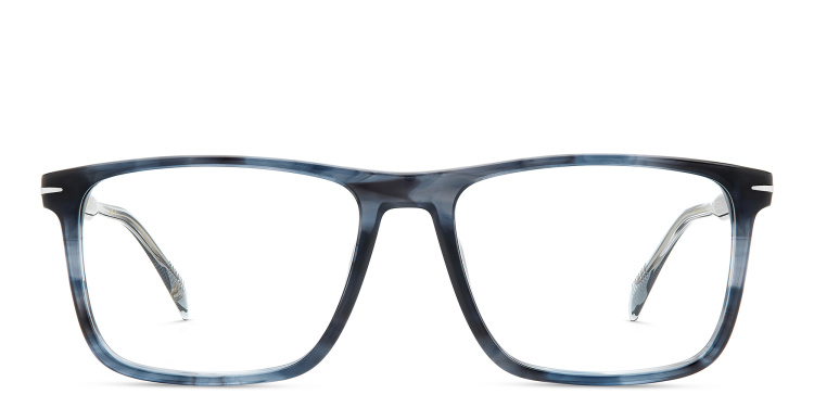 Shop DAVID BECKHAM Rectangle Eyeglasses in Blue online.