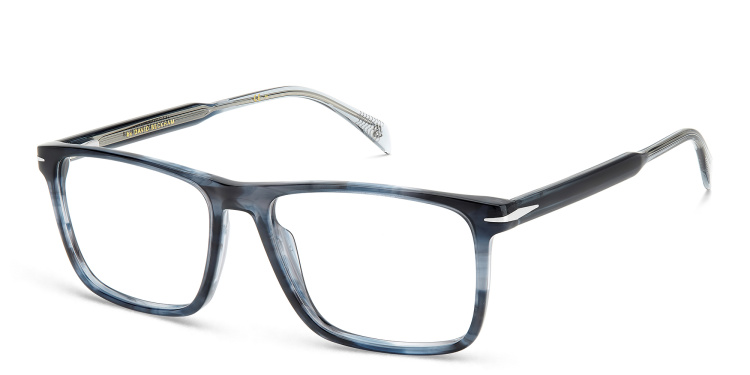Shop DAVID BECKHAM Rectangle Eyeglasses in Blue online.