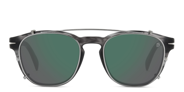 Shop DAVID BECKHAM Timeless Icons Square Eyeglasses in Grey online.